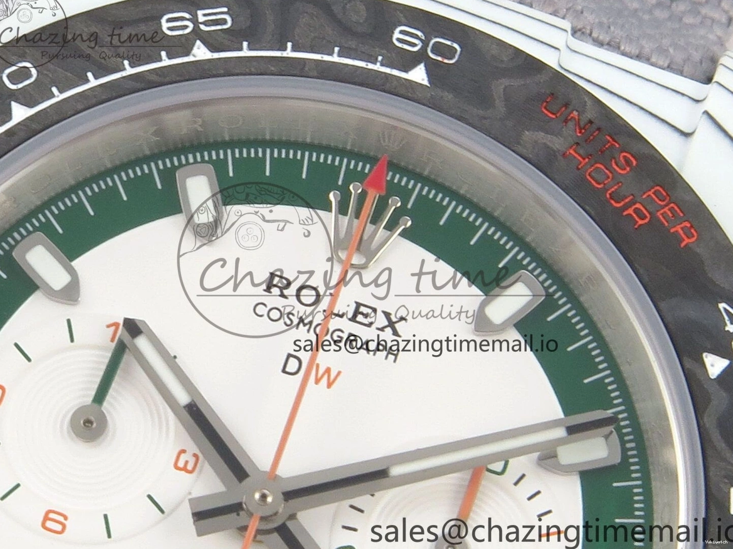 Grey Carbon Edition DIW on and White A7750 Nylon Case Daytona Strap Dial Bezel Green DIWF 0403